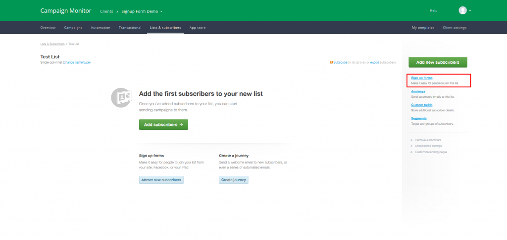 Add to new list-signup form Add to new list-signup form