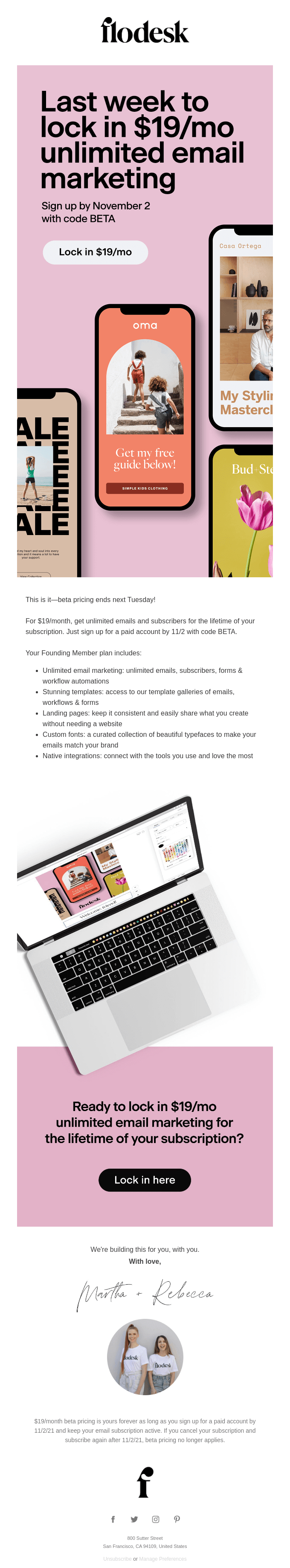 Flodesk email with Black CTA