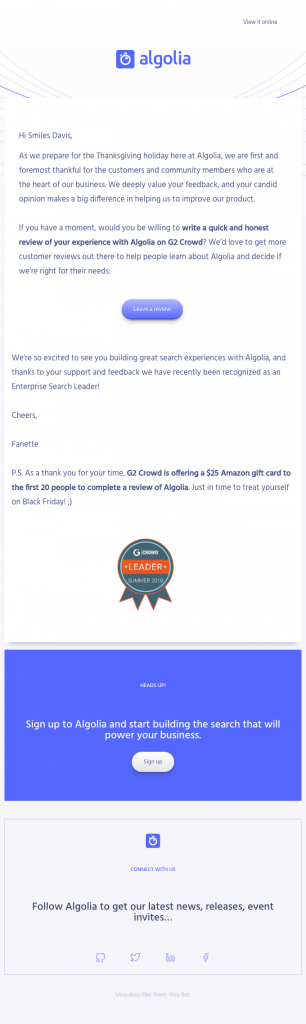 Algolia email template Algolia - email template