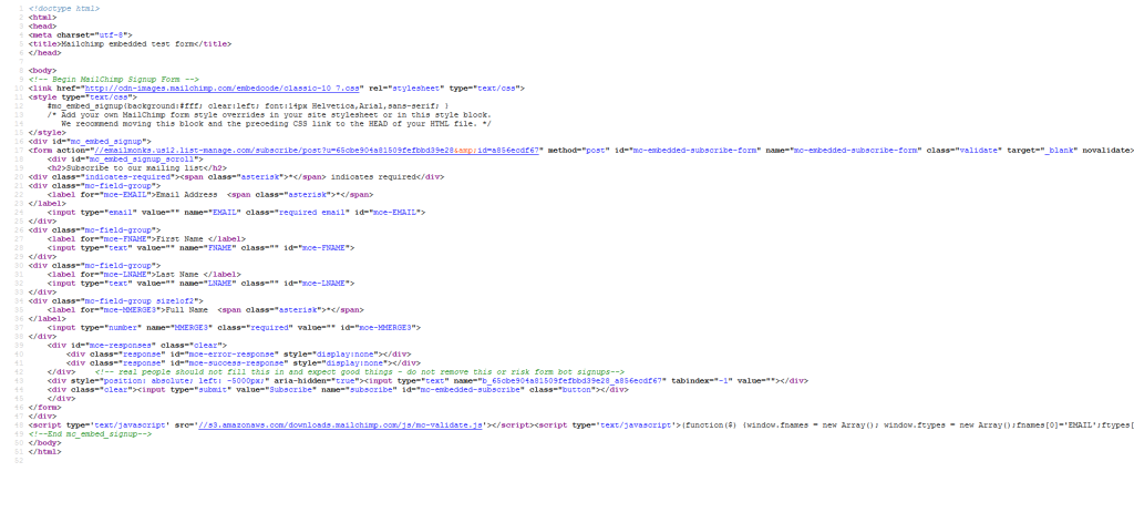code of the html signup form code of the html