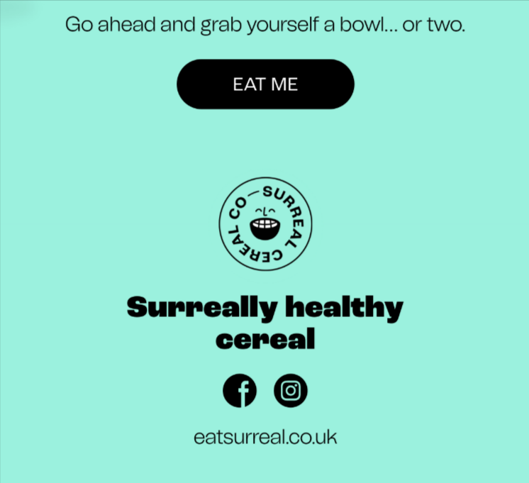 Surreal’s welcome email CTA