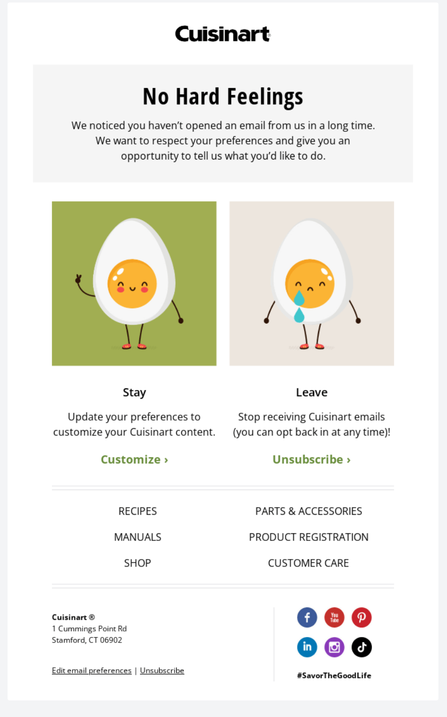 unsubscribe email from Cuisinart