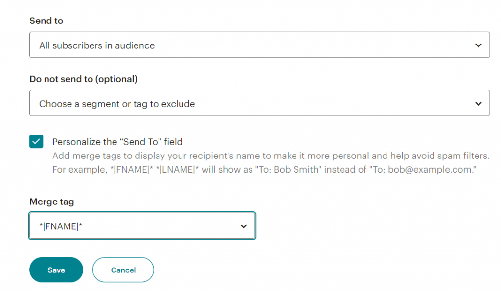 Personalize the “Send To” field