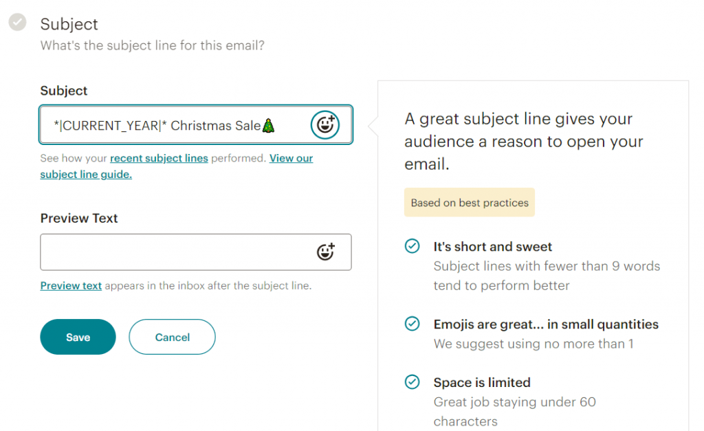 Mailchimp Merge Tags in Subject Lines