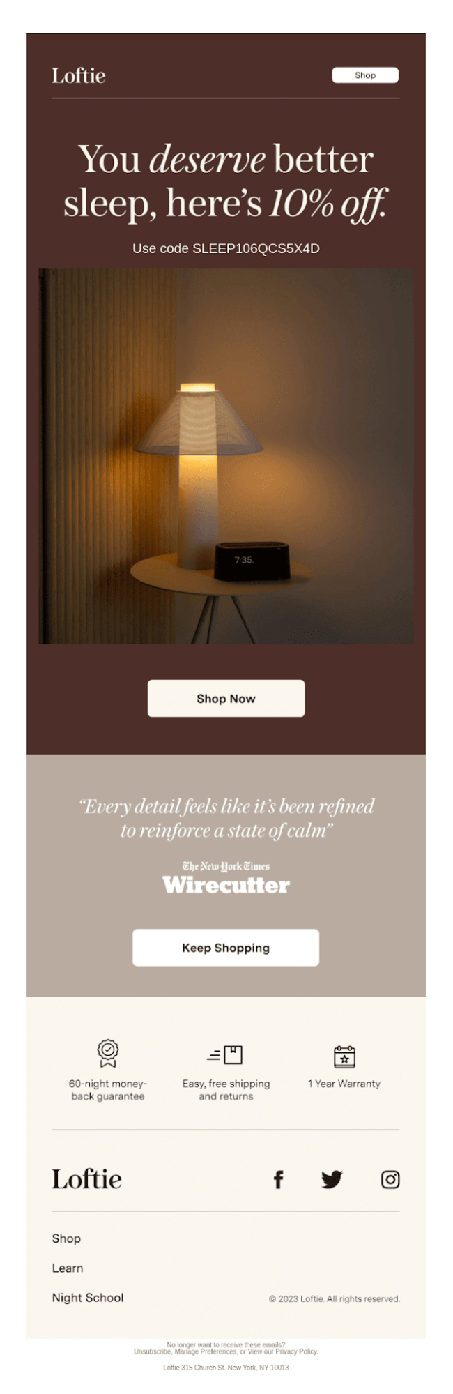 Loftie’s email design