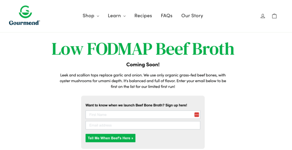 Landing page for pre-product launch
