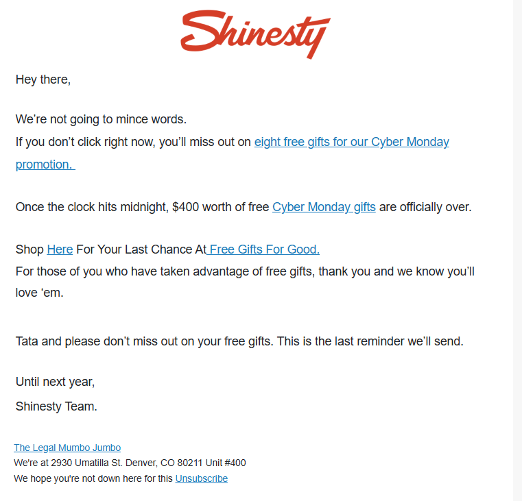 Shinesty Reminder Emails