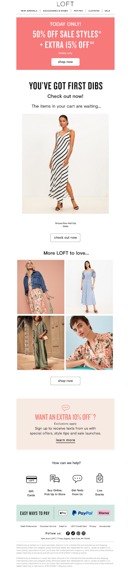 Example of Cart abandonment email