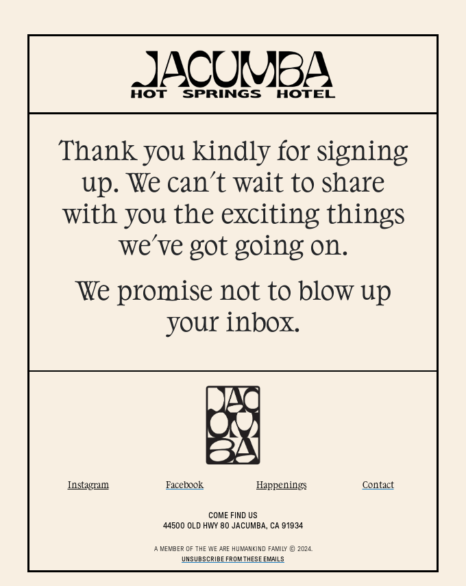 Example of a welcome email