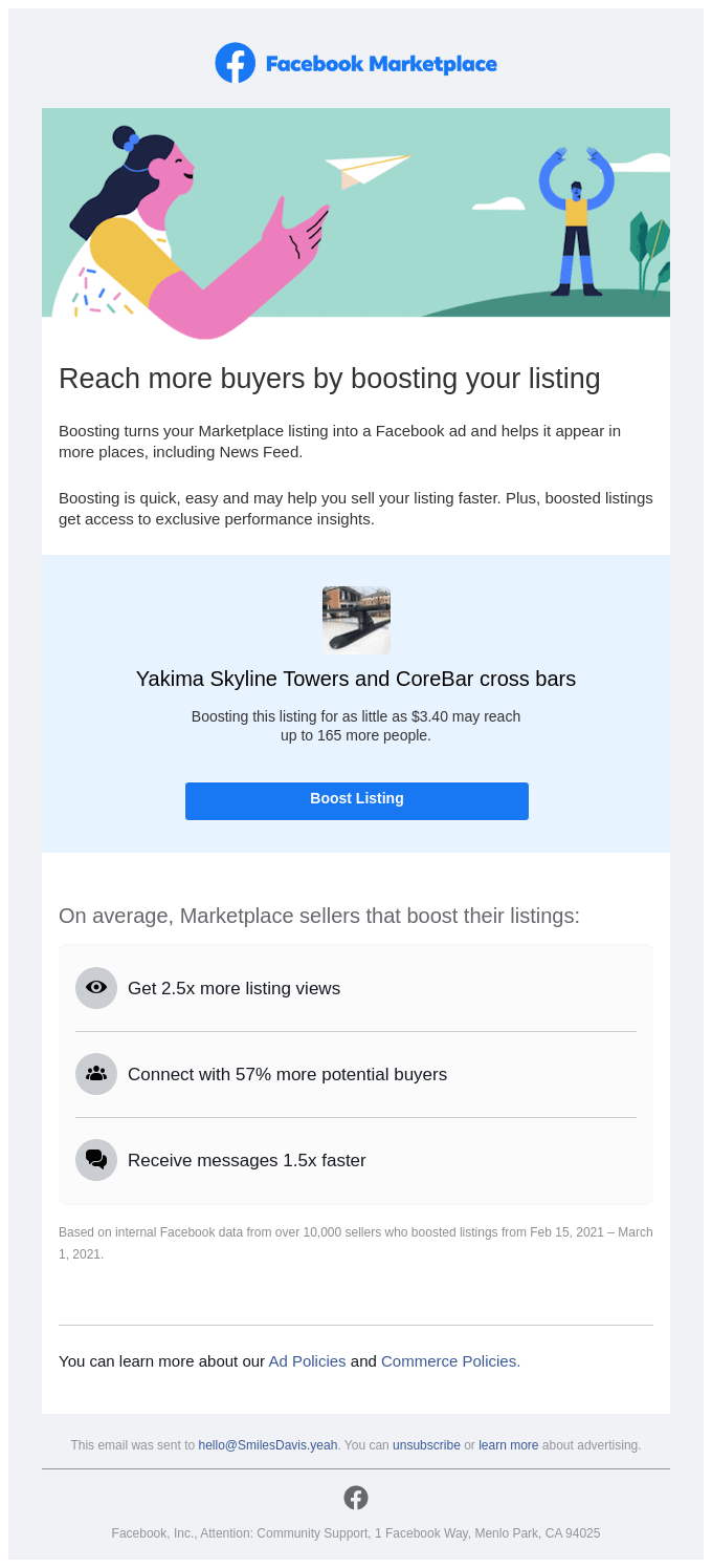 Social media updates email