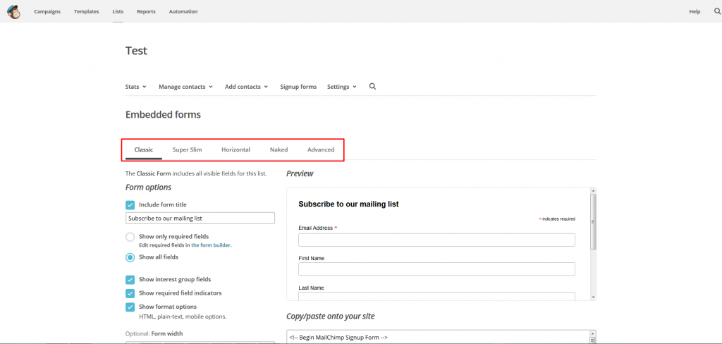 Types of signup forms Types of signup forms