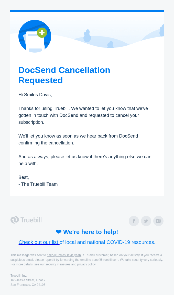confirmation email from DocSend
